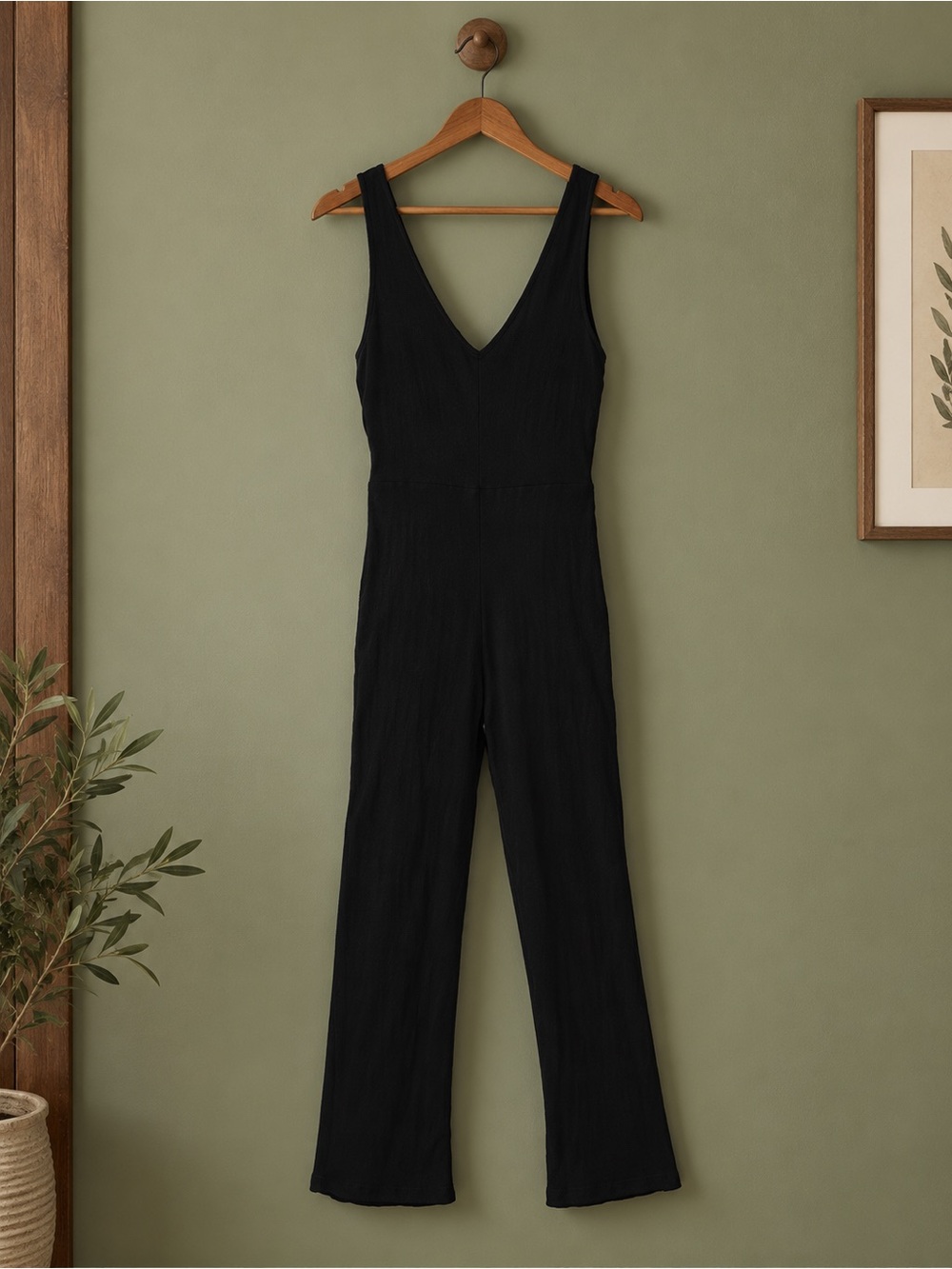 Cotton On Black V-Neck Textured Jumpsuit | Size M